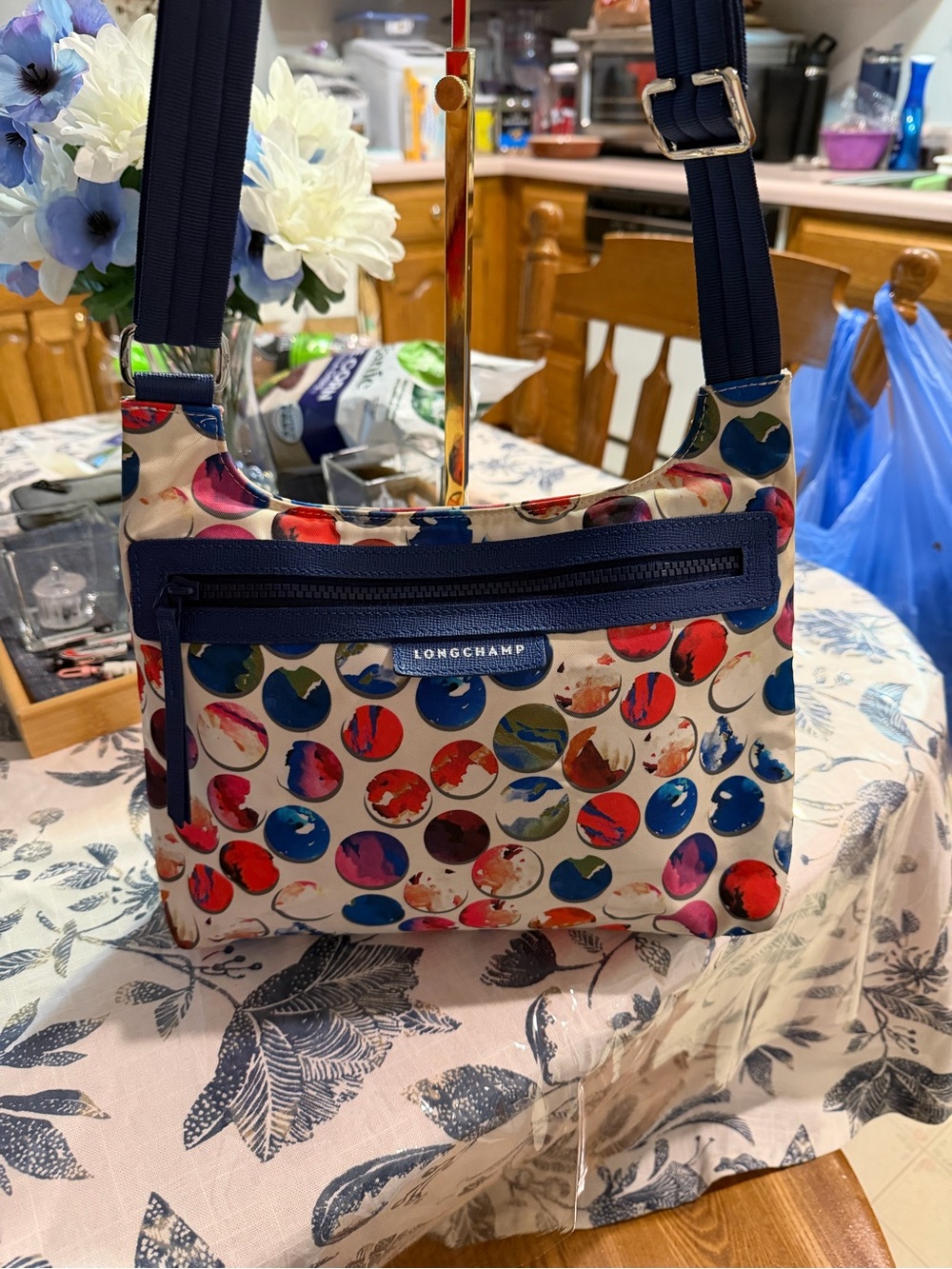 Longchamp Vintage Crossbody Bag with Multicolor Dot Print and Dustbag - Picture 5 of 8